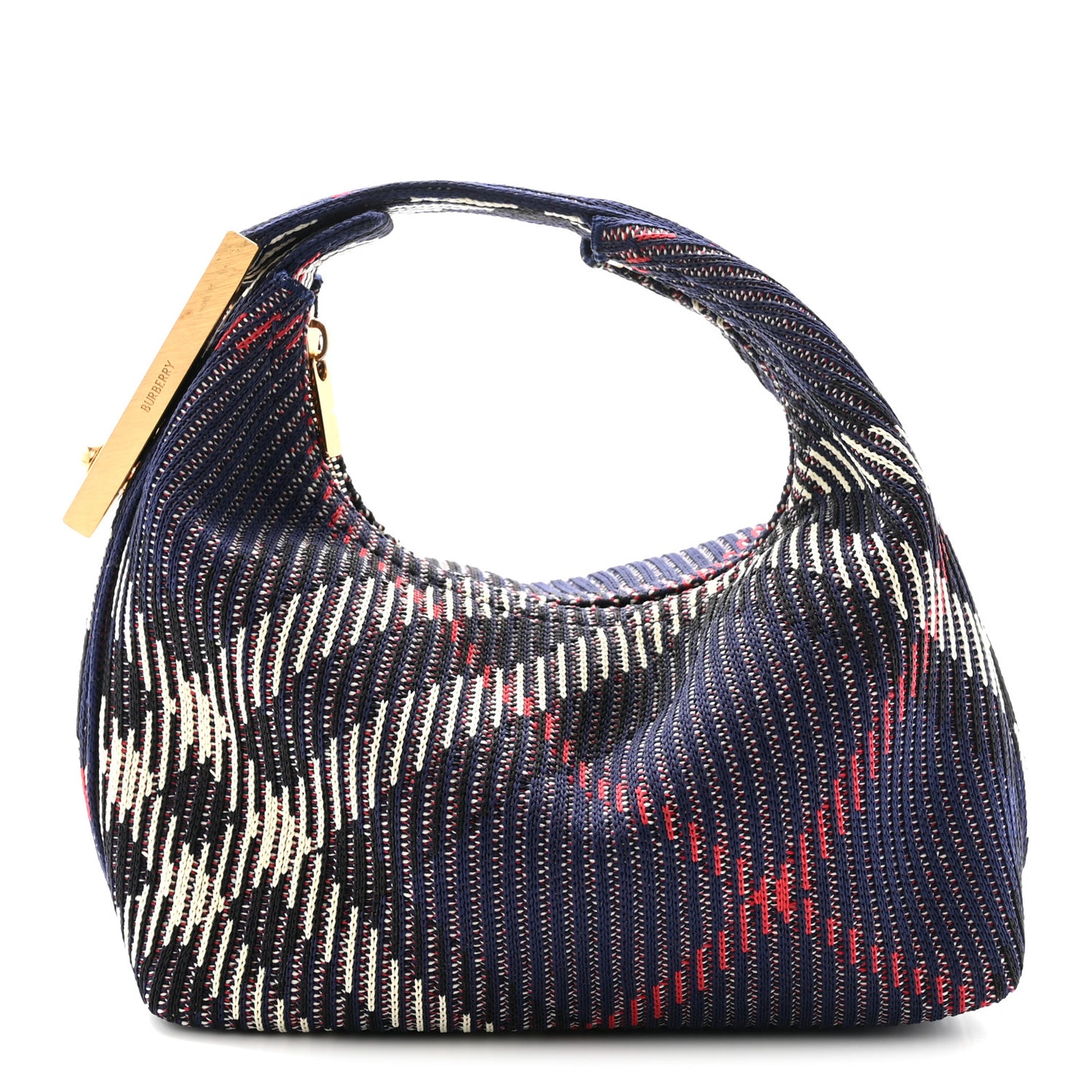 Canvas Knitted Check Mini Peg Duffle Bag Marine