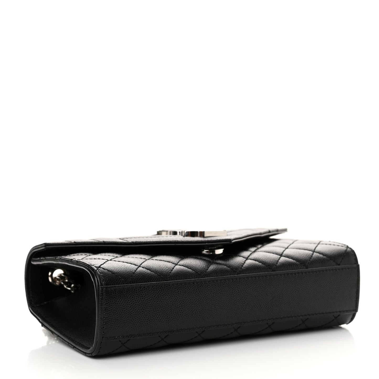 Grain De Poudre Textured Mixed Matelasse Triquilt Small Monogram Satchel Black