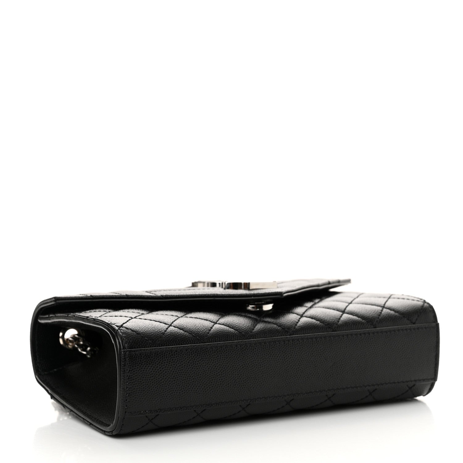 Saint Laurent Grain De Poudre Textured Mixed Matelasse Triquilt Small Monogram Satchel Black 4 of 10