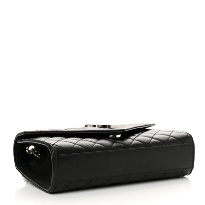 Saint Laurent Grain De Poudre Textured Mixed Matelasse Triquilt Small Monogram Satchel Black 4 of 10