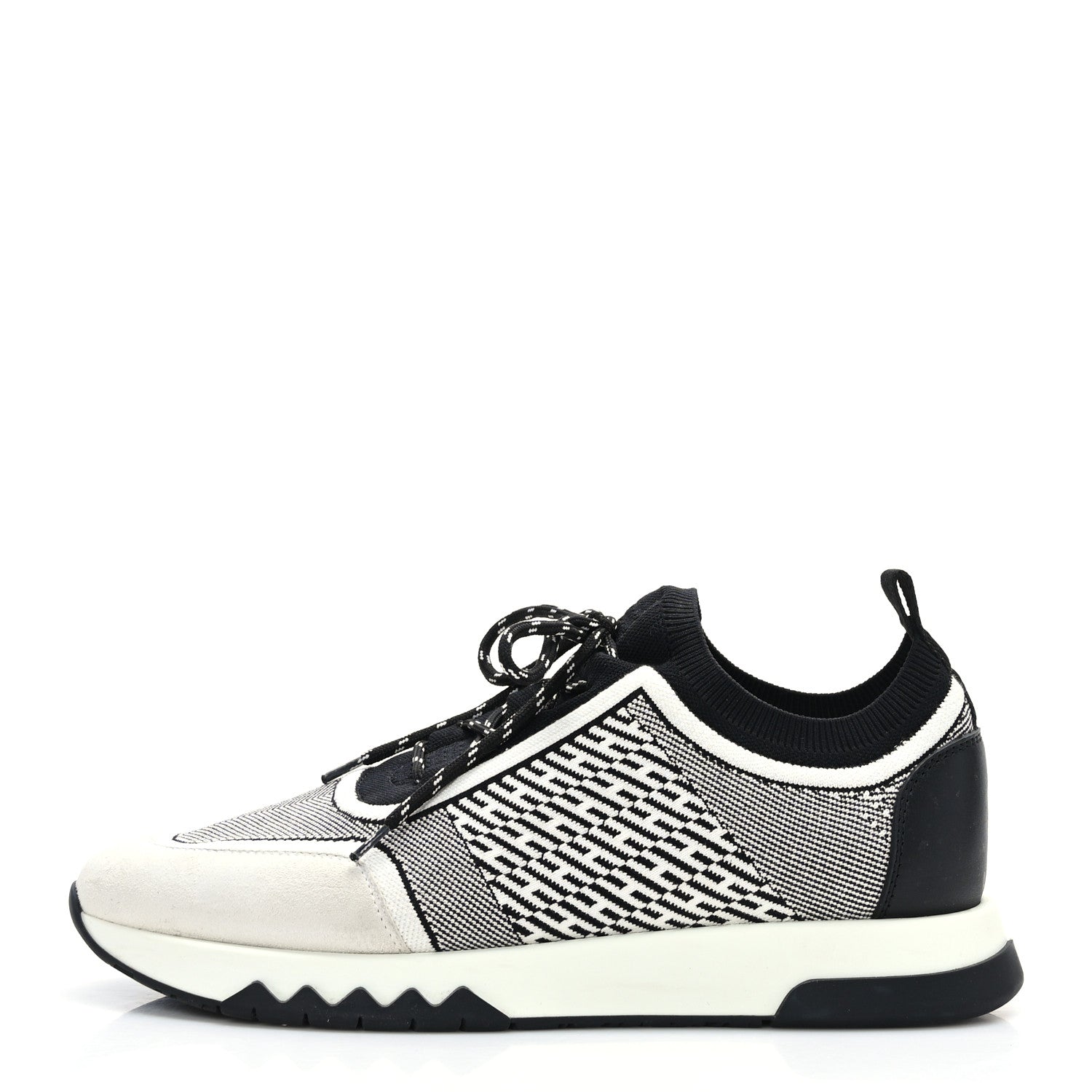 Hermes Knit Bi-Color Womens Addict Sneakers 39.5 Black White 1 of 6