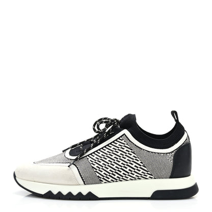 Hermes Knit Bi-Color Womens Addict Sneakers 39.5 Black White 1 of 6