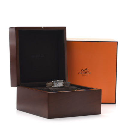 Hermes Stainless Steel Swift Diamond 17mm Nantucket Jete De Diamants Quartz Watch Etoupe 6 of 6