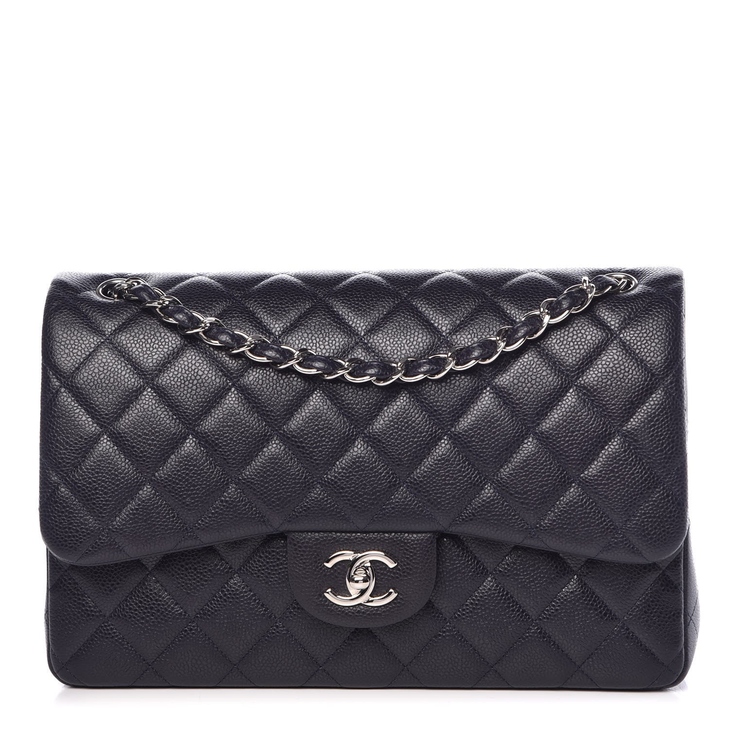 Chanel Caviar Quilted Jumbo Double Flap Navy Blue 1 of 10