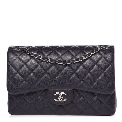 Chanel Caviar Quilted Jumbo Double Flap Navy Blue 1 of 10