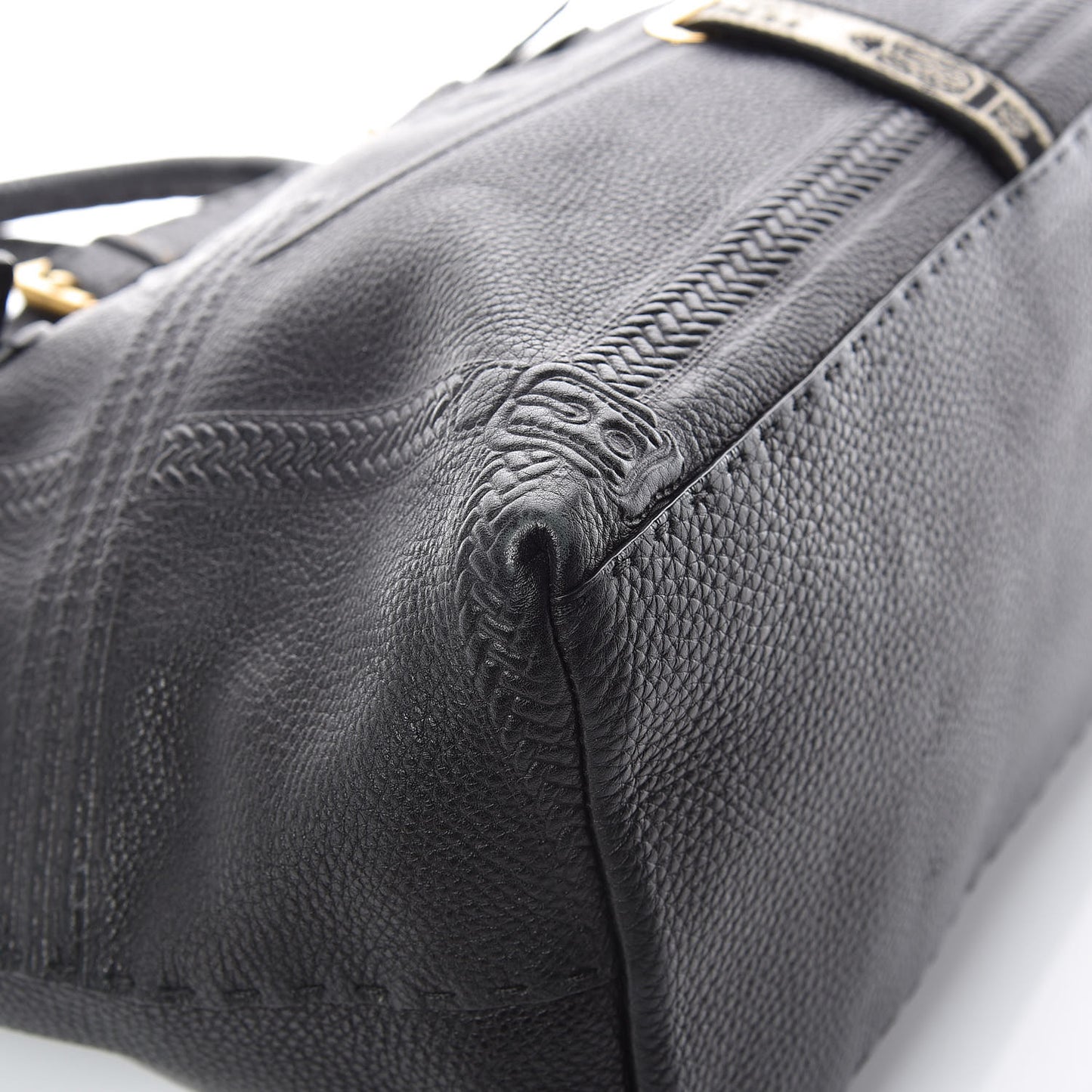 Calfskin Romano Selleria Large Villa Borghese Tote Black
