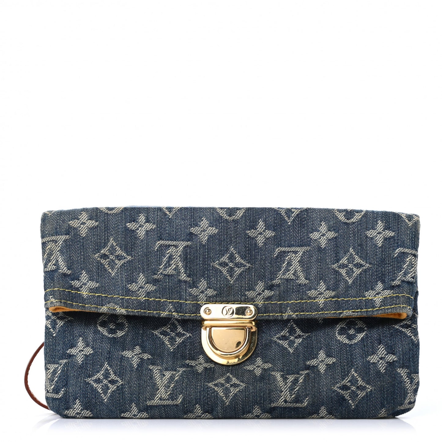 Monogram Denim Pochette Plat Clutch Blue