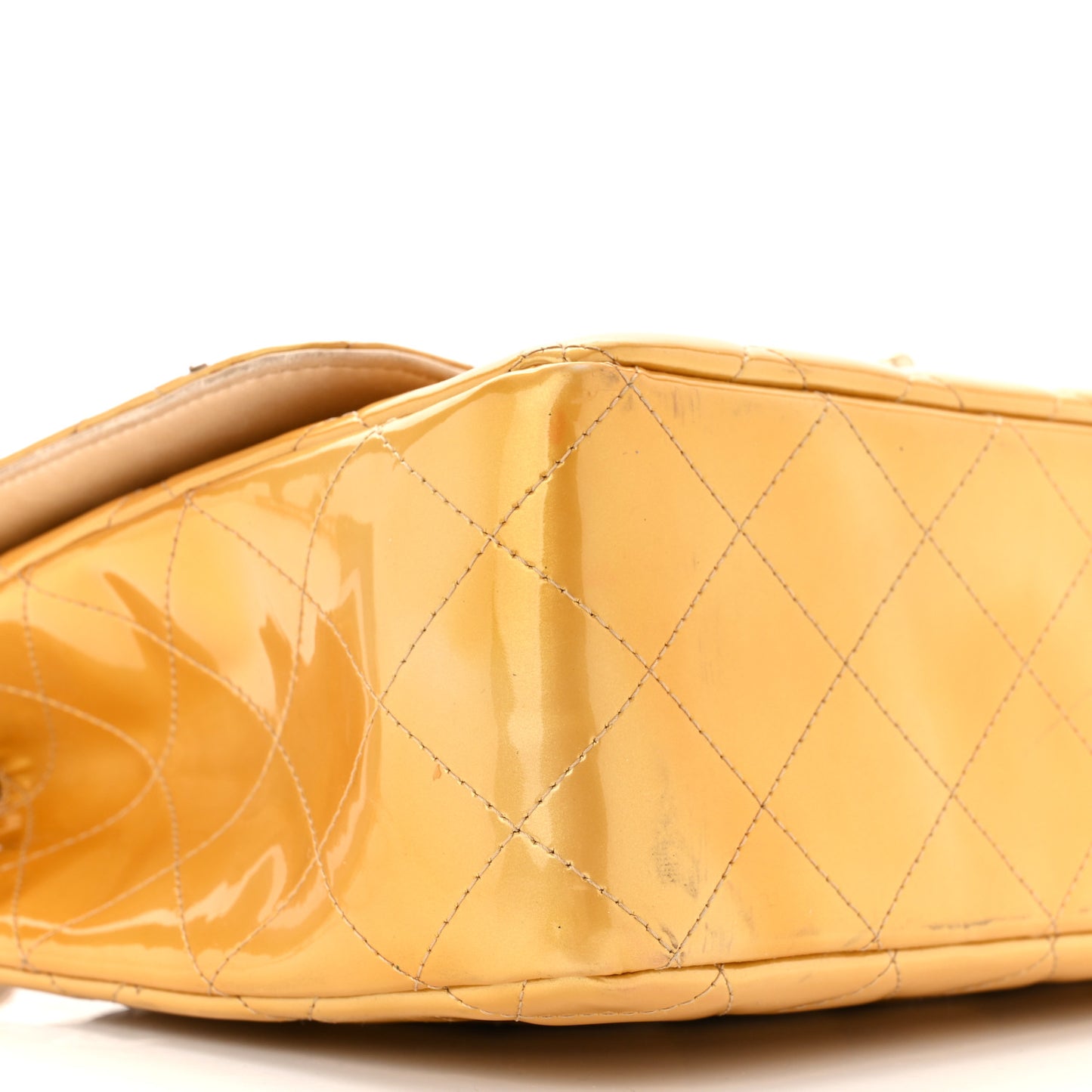 Patent Quilted Jumbo Single Flap Gold