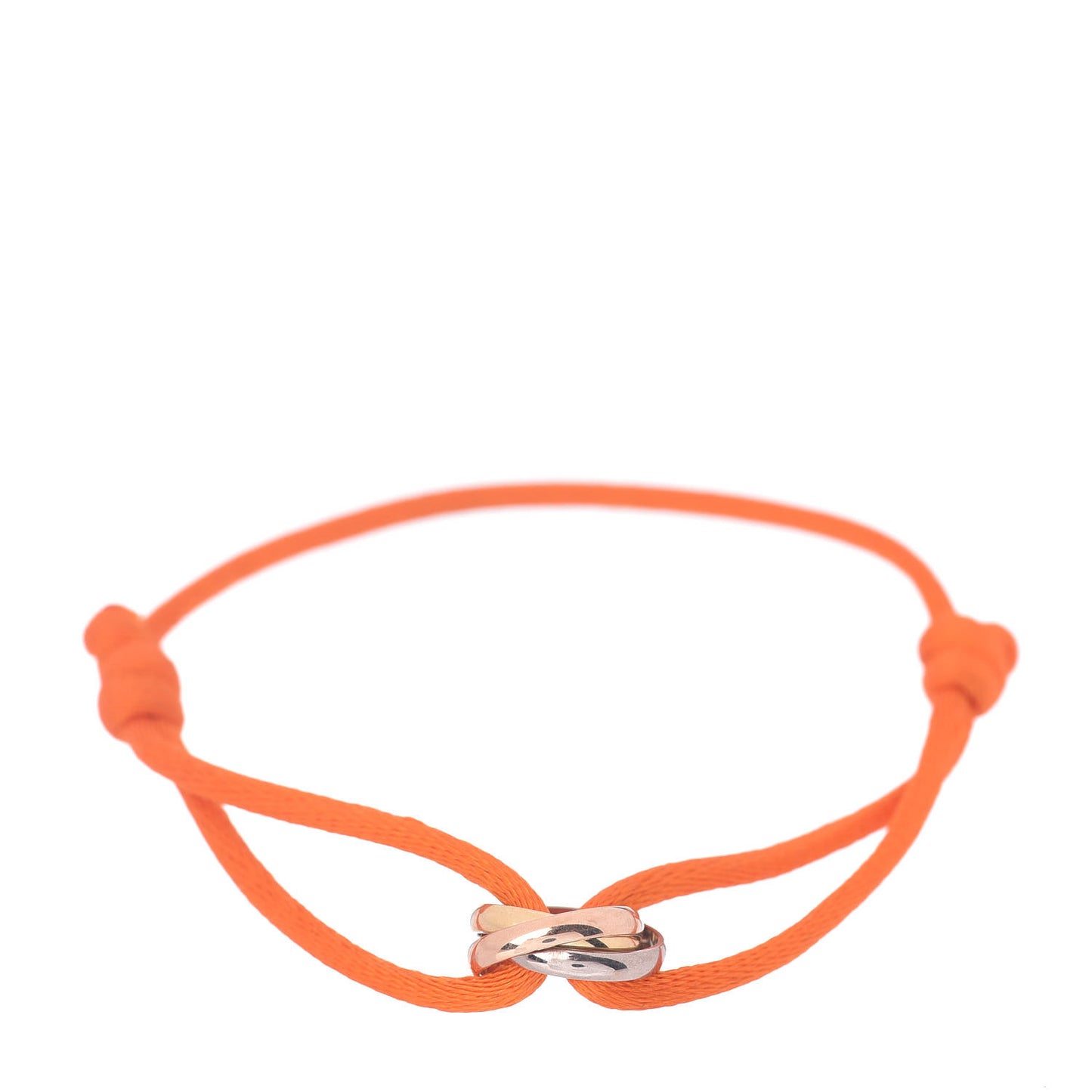 18K Pink Yellow White Gold Trinity Adjustable Cord Bracelet Orange