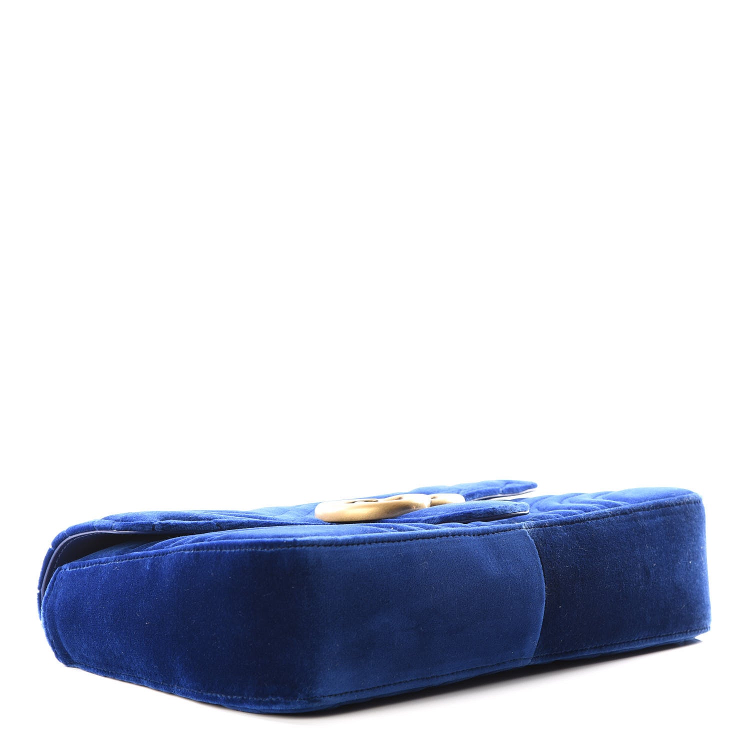 Gucci Velvet Matelasse Medium GG Marmont Shoulder Bag Cobalt Blue 3 of 8