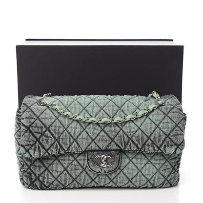 Chanel Denim Quilted Denimpression Flap Green Black 11 of 11