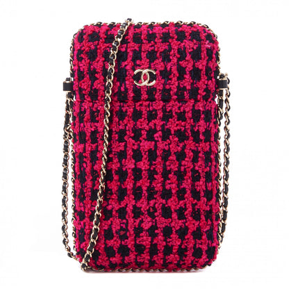 Chanel Tweed Chain Around Phone Holder Pink 1 of 9