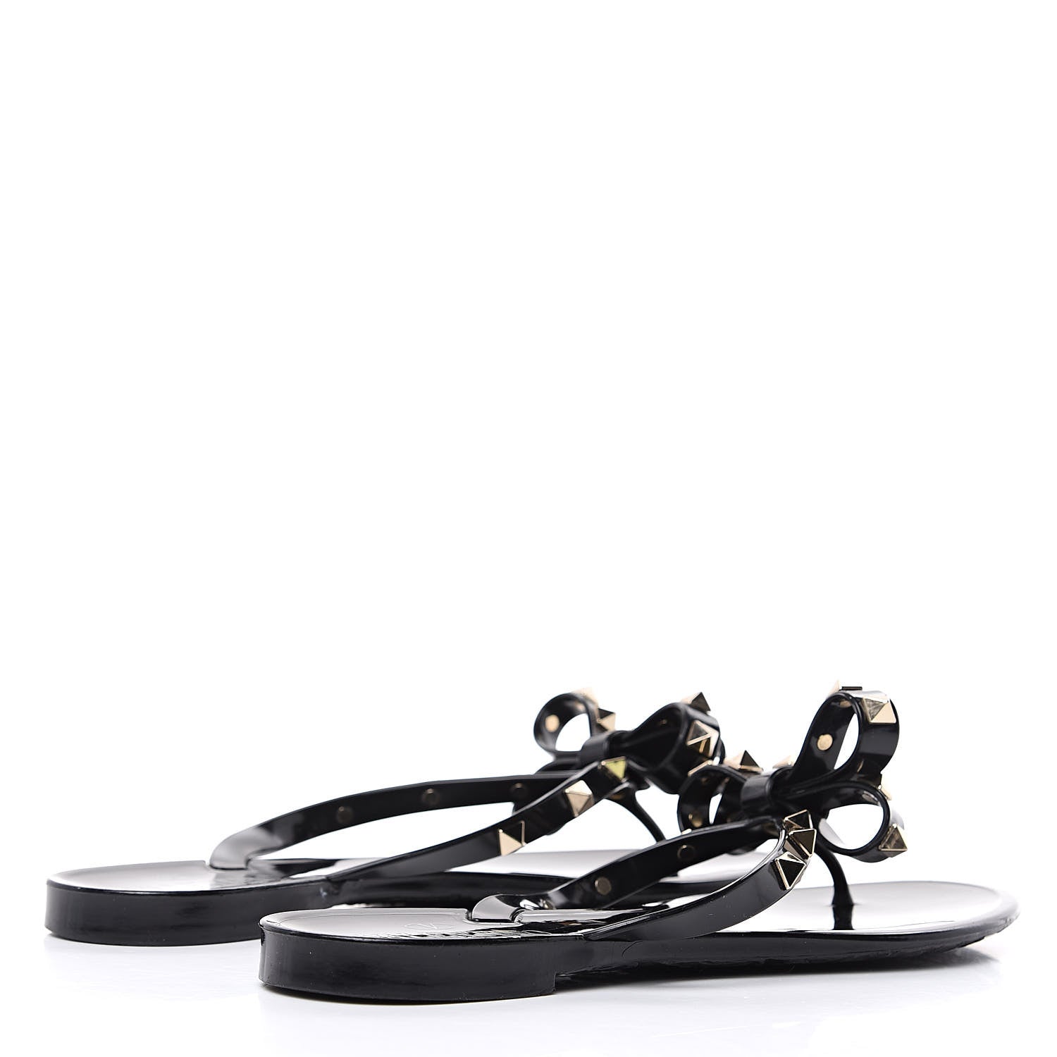 Valentino Garavani PVC Jelly Rockstud Bow Thong Sandals 37 Black 4 of 7