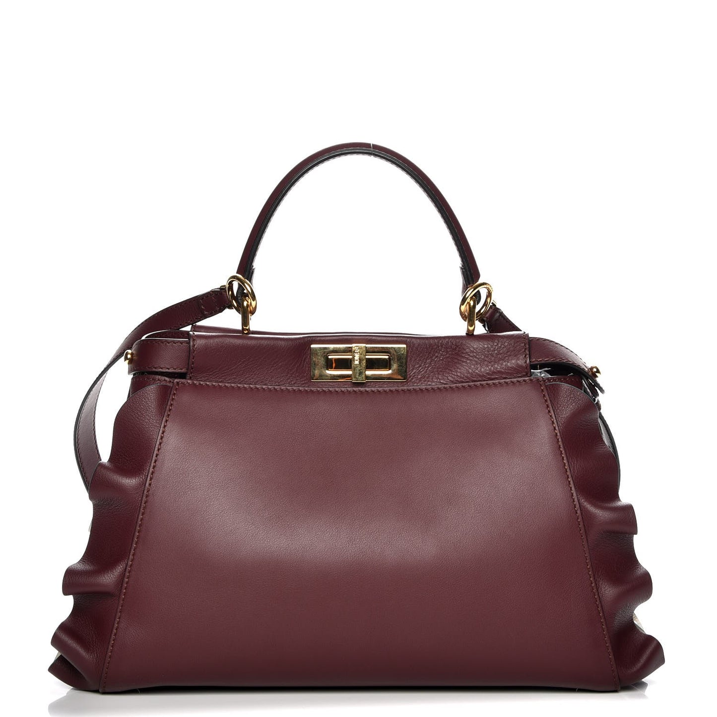 Vitello Seta Waves Bi-Color Medium Peekaboo Iconic Satchel Bordeaux Latte