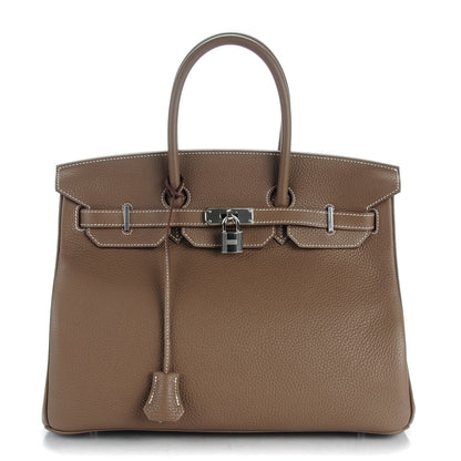 Hermes Taurillon Clemence Birkin 35 Etoupe 1 of 25