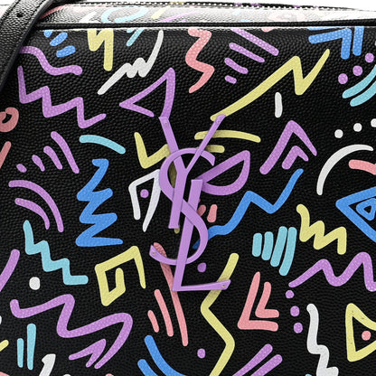 Saint Laurent Grain De Poudre Medium Classic Monogram Multicolor Graphic Print Lou Camera Bag Black 10 of 12