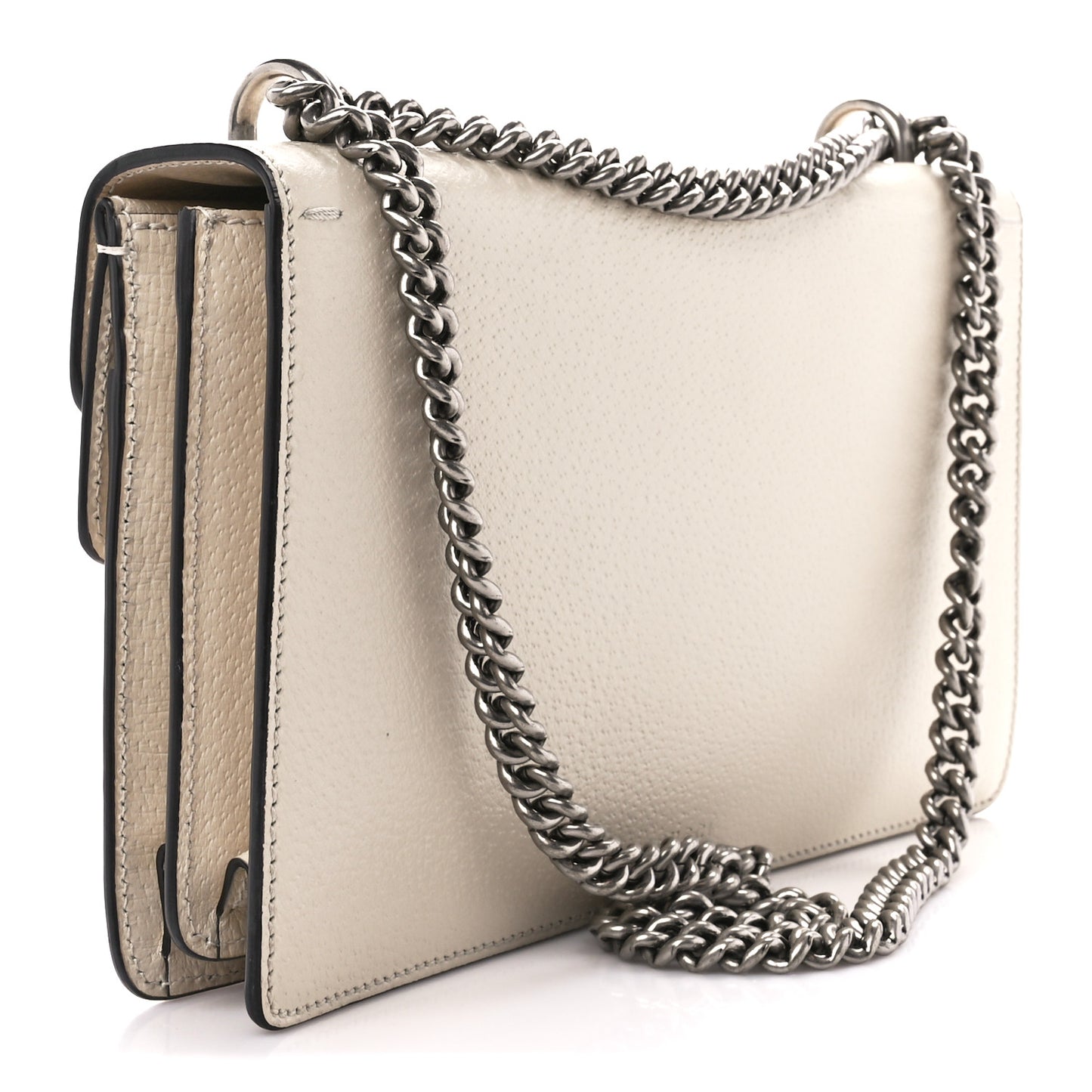 Textured Calfskin Crystal Small Dionysus Shoulder Bag Mystic White
