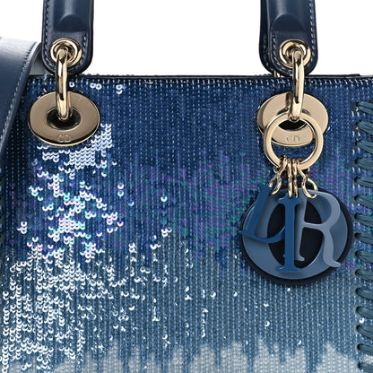 Christian Dior Calfskin Sequin Gradient Stitched Small Lady Dior Blue 8 of 12