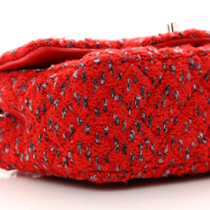 Chanel Tweed Quilted Mini Rectangular Flap Red Grey 9 of 12