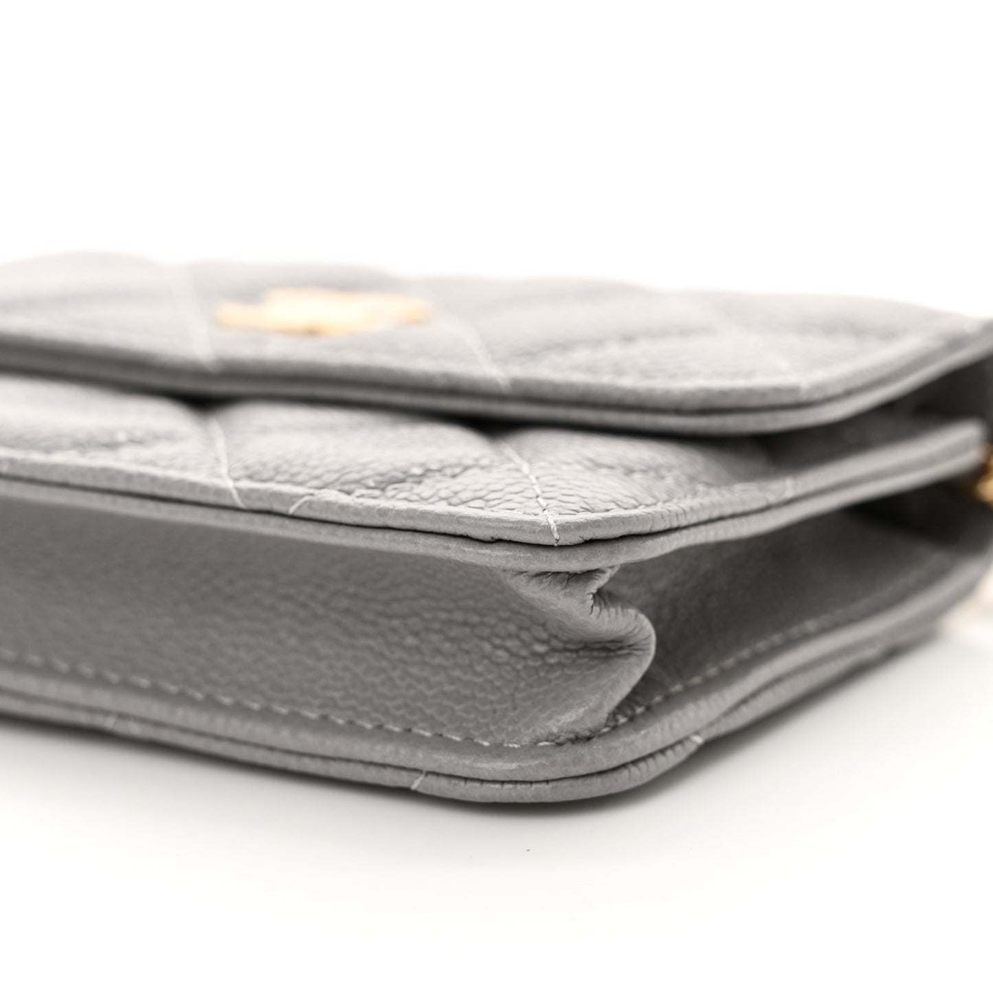 Caviar Quilted Miss Coco Clutch With Chain Grey