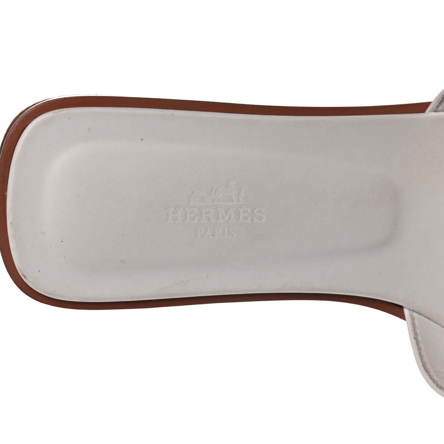 Hermes Box Calfskin Oran Sandals 40 White 8 of 10