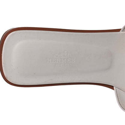 Hermes Box Calfskin Oran Sandals 40 White 8 of 10