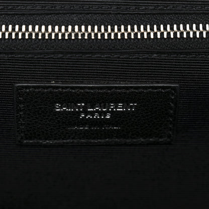 Saint Laurent Grain De Poudre Textured Mixed Matelasse Large Triquilt Monogram Satchel Black 6 of 11