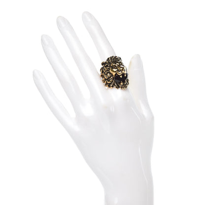 Gucci Metal Swarovski Lion Head Ring 8 Aged Gold Purple 2 of 6