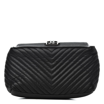 Chanel Aged Calfskin Chevron Boy Cosmetic Pouch Black 1 of 7