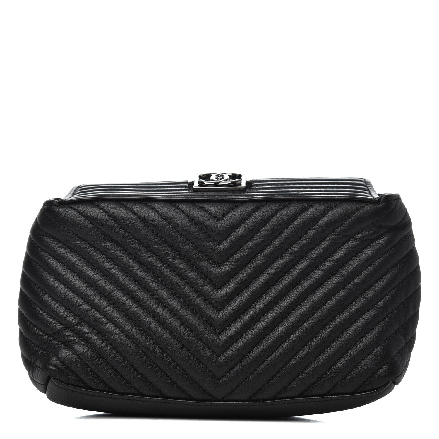 Chanel Aged Calfskin Chevron Boy Cosmetic Pouch Black 1 of 7