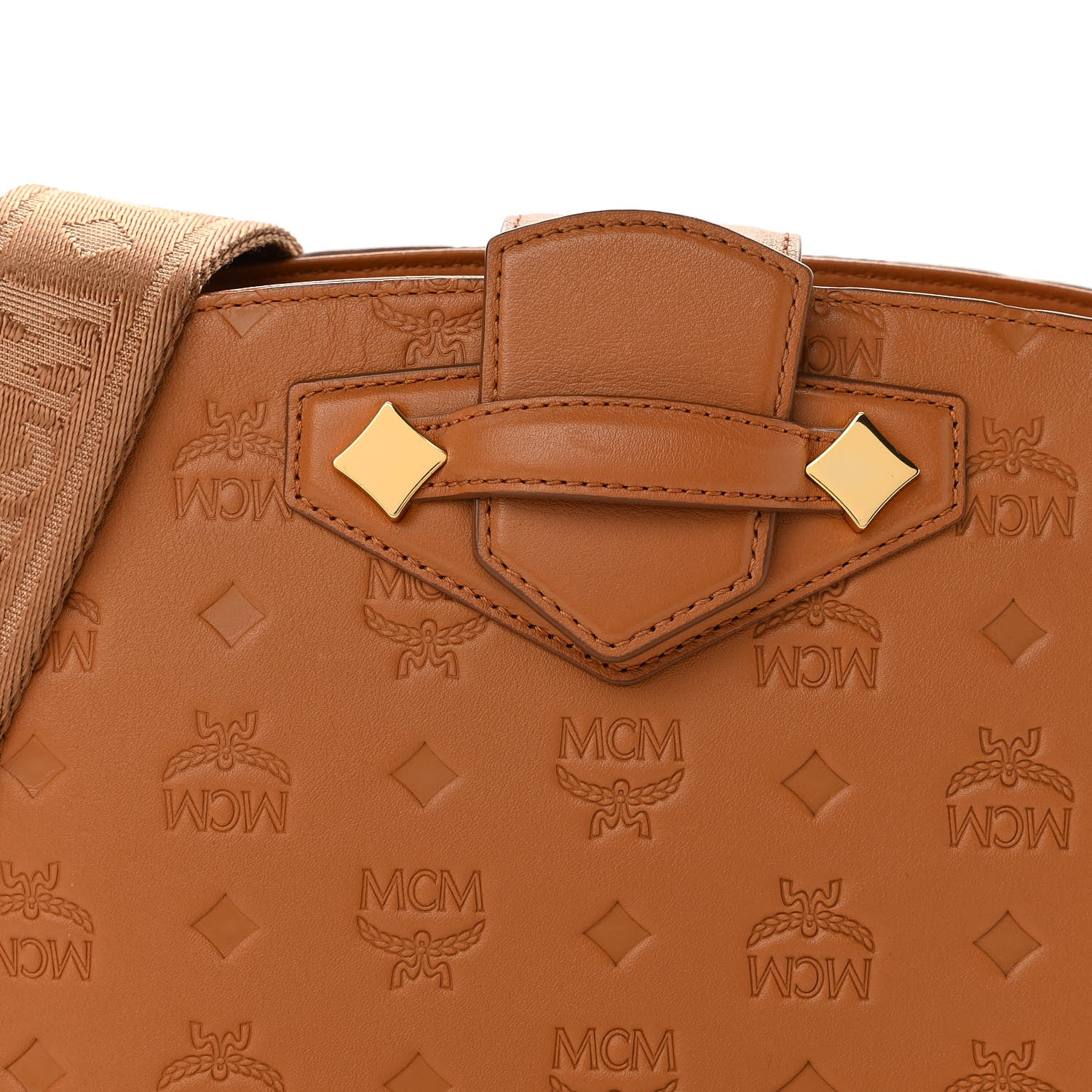 MCM Calfskin Ottomar Essential Crossbody Bag Cognac 970793