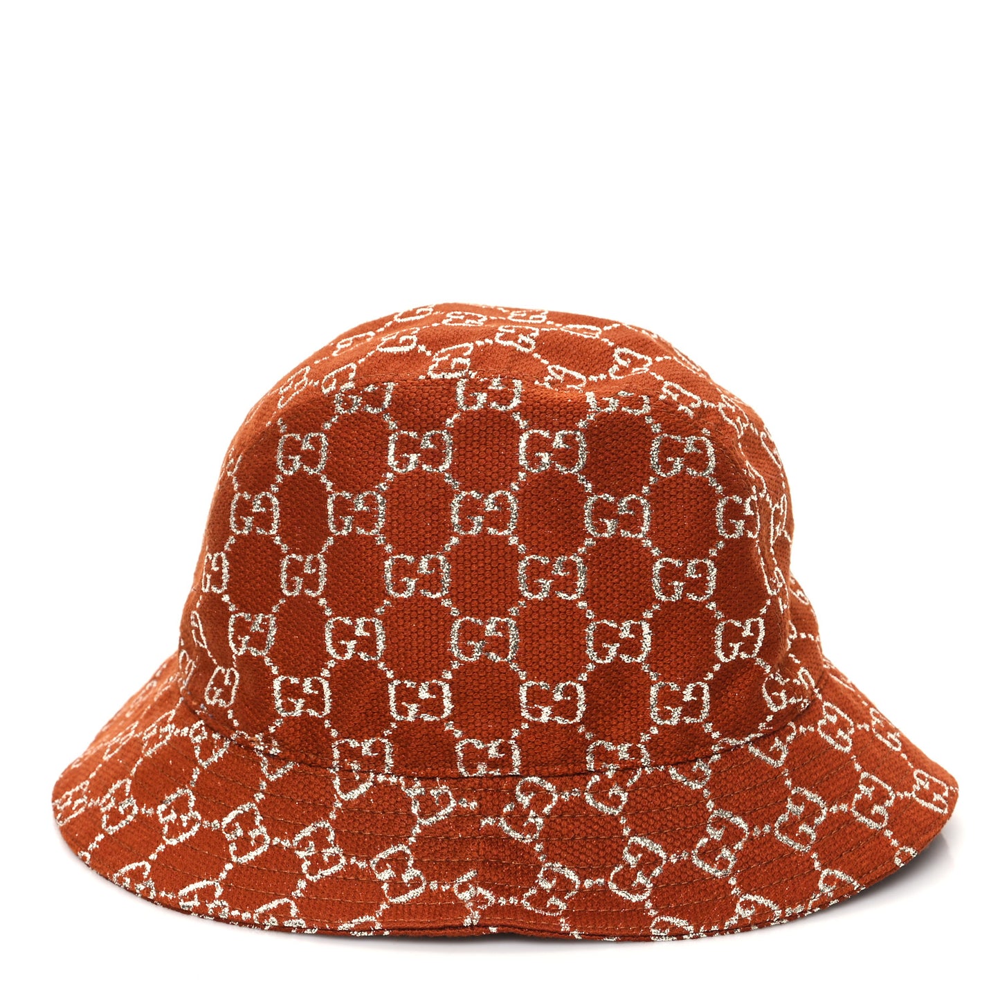Canvas Lame GG Monogram Bucket Hat M Burnt Orange Silver