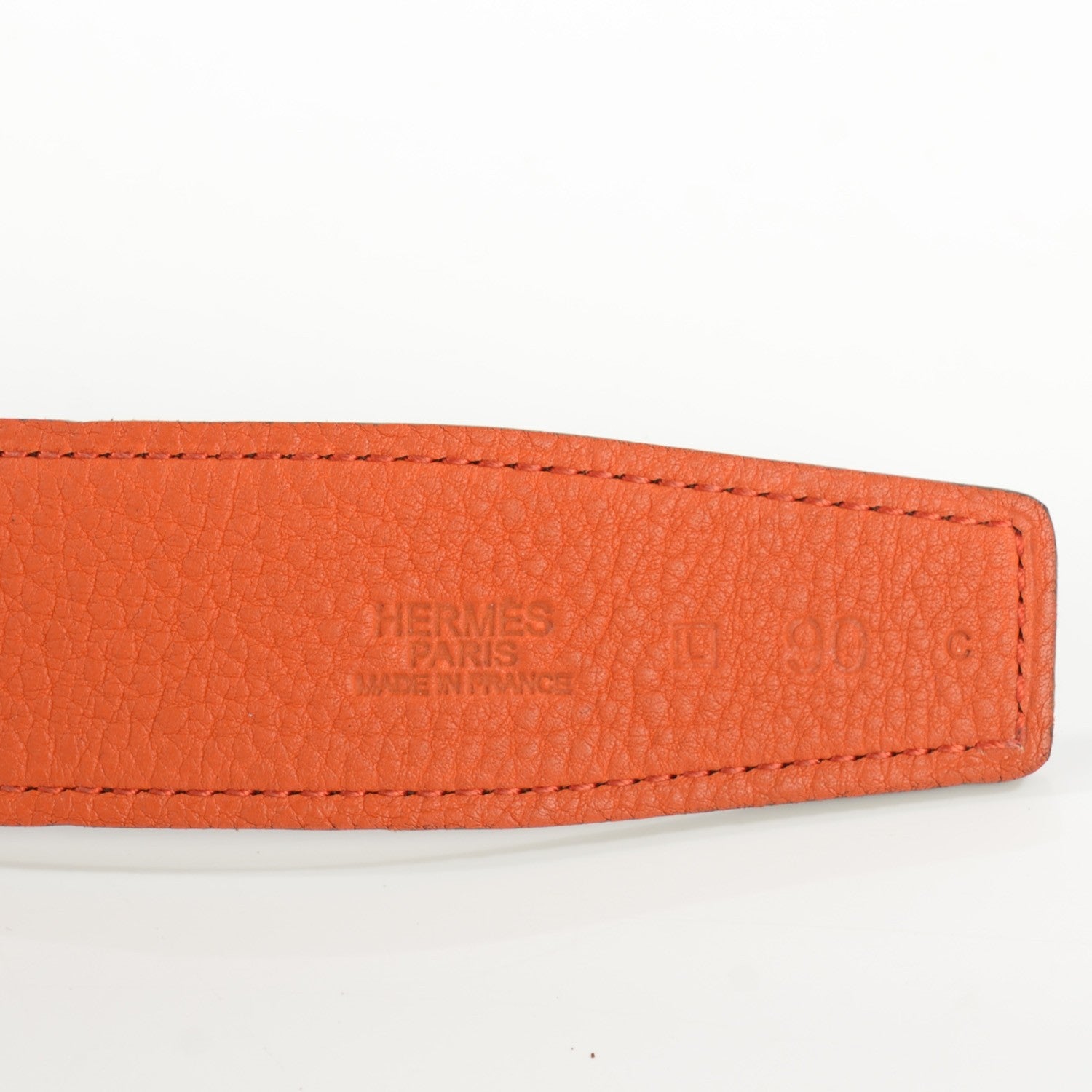 Hermes Togo Box 32mm H Belt 90 Orange Chocolate 5 of 8