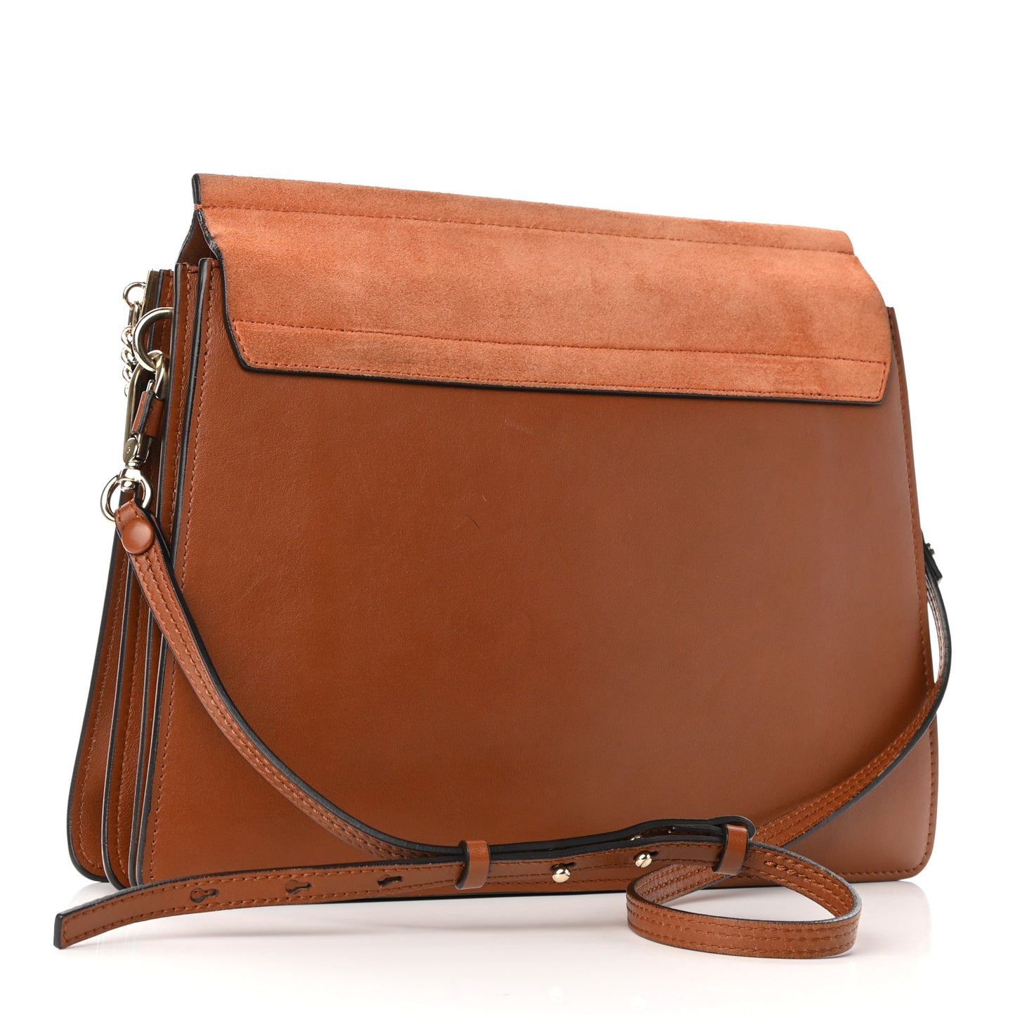Suede Calfskin Medium Faye Shoulder Bag Tobacco