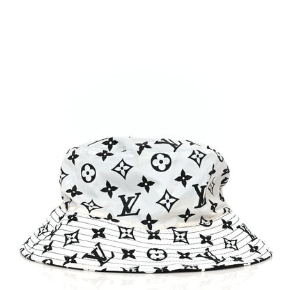Louis Vuitton Nylon Monogram Reversible Bob Bucket Hat S Black White 7 of 8