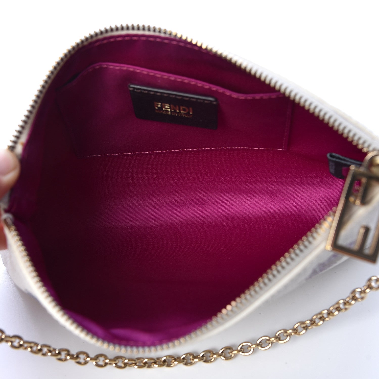 Fendi Zucca Spalmati Rose Ladybug Pochette White 5 of 11