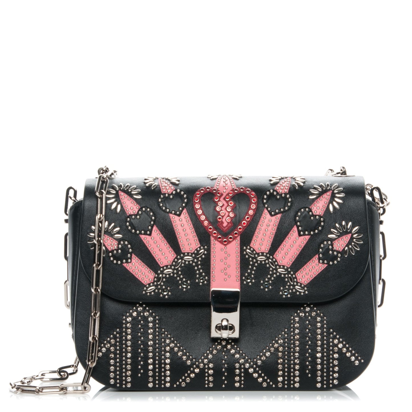 Vitello Loveblade Embellished Chain Flap Bag Black Multicolor