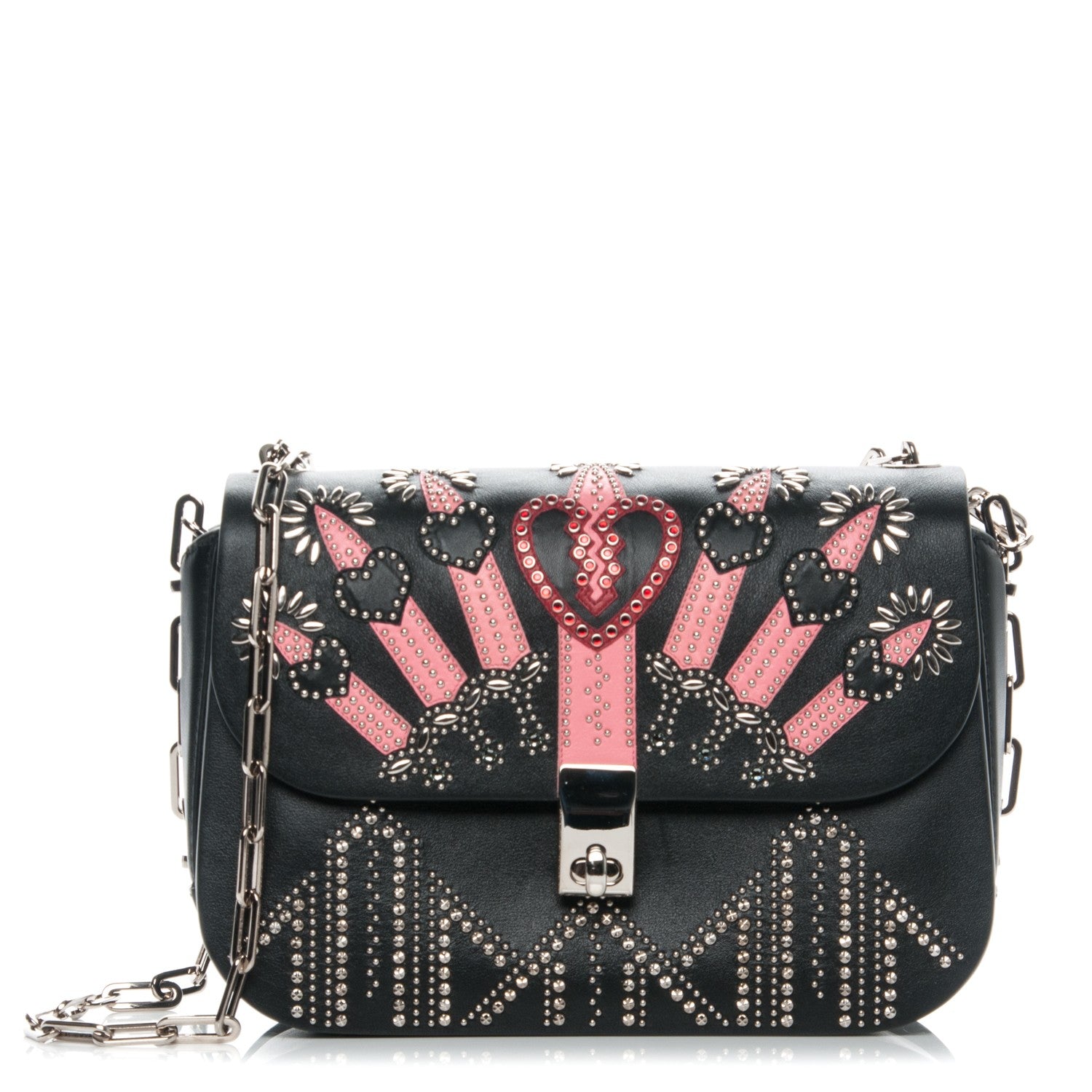 Valentino Garavani Vitello Loveblade Embellished Chain Flap Bag Black Multicolor 1 of 6