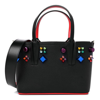 Christian Louboutin Calfskin Empire Spike Studded Mini East West Cabata Tote Black Multicolor 1 of 12