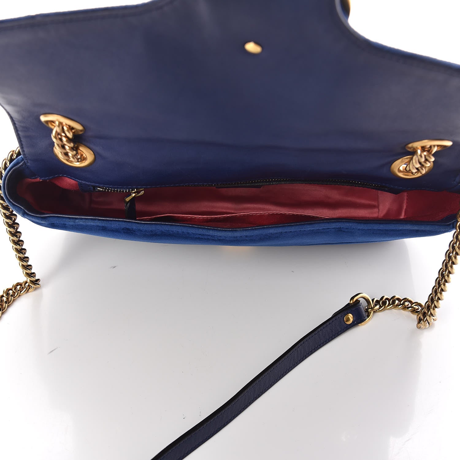 Gucci Velvet Matelasse Medium GG Marmont Shoulder Bag Cobalt Blue 7 of 14