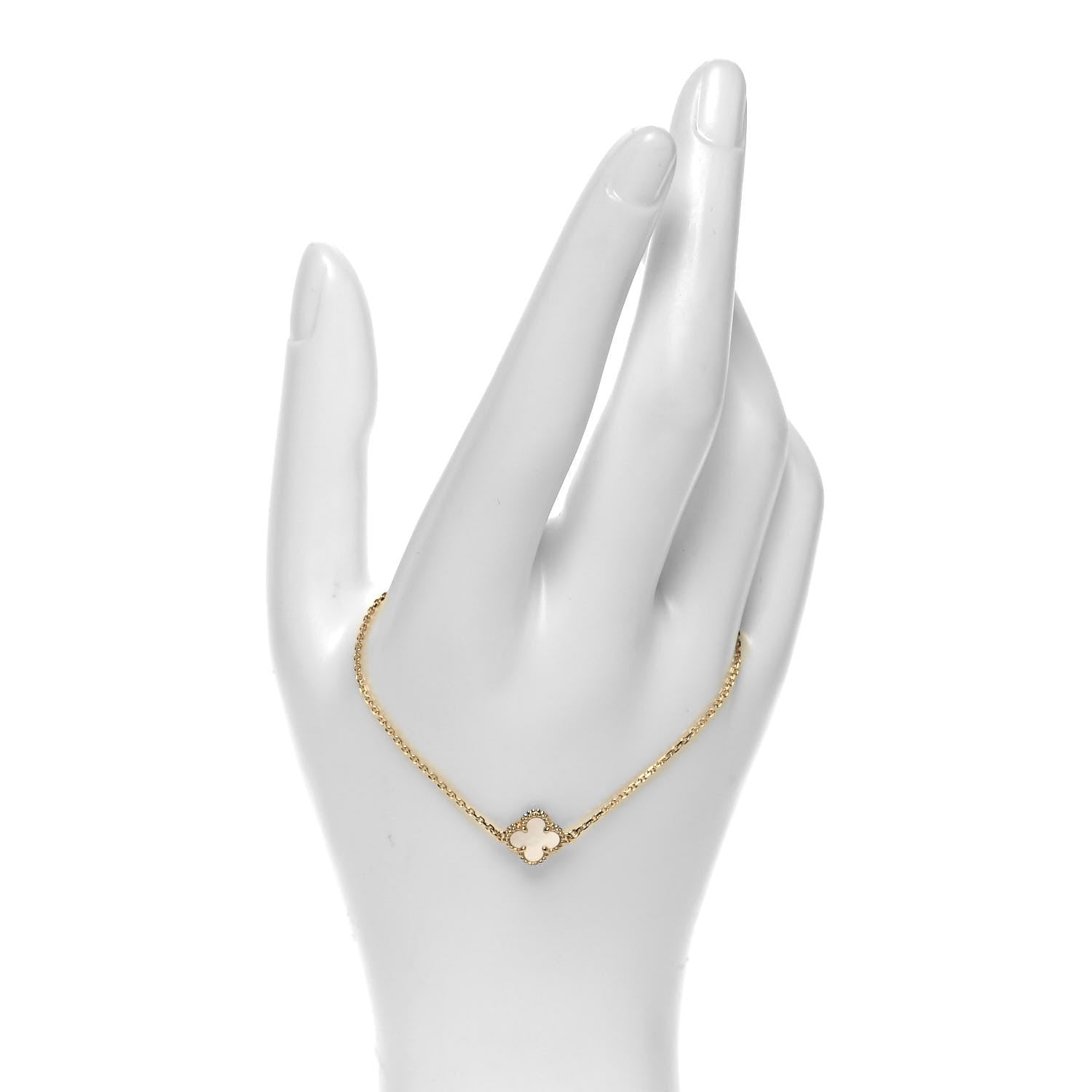 Van Cleef & Arpels 18K Yellow Gold Mother of Pearl Sweet Alhambra Bracelet 2 of 6