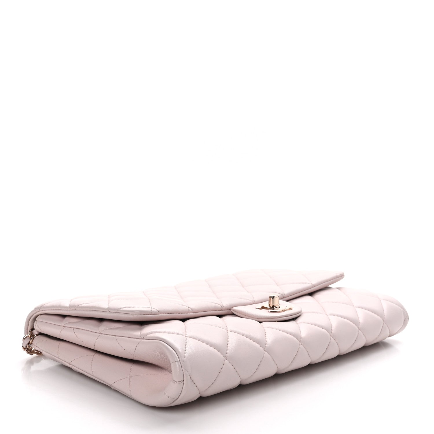 Chanel Lambskin Quilted Clutch with Chain Flap Light Pink 4 of 11