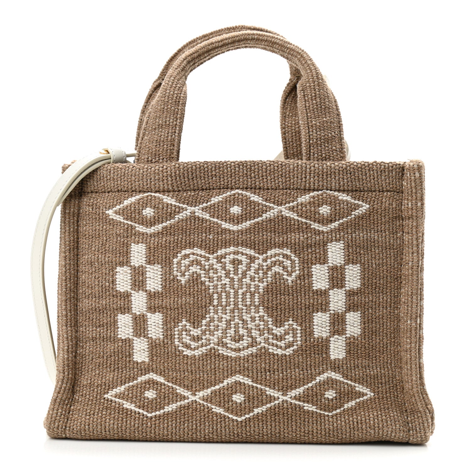 Celine Canvas Calfskin Small Cabas Thais Natural White 1 of 10
