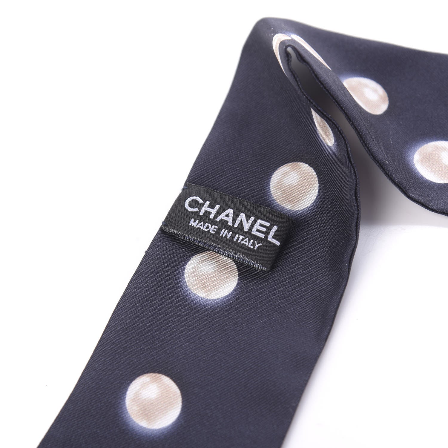 Chanel Silk Pearl CC Slim Bandeau Scarf Navy 3 of 3