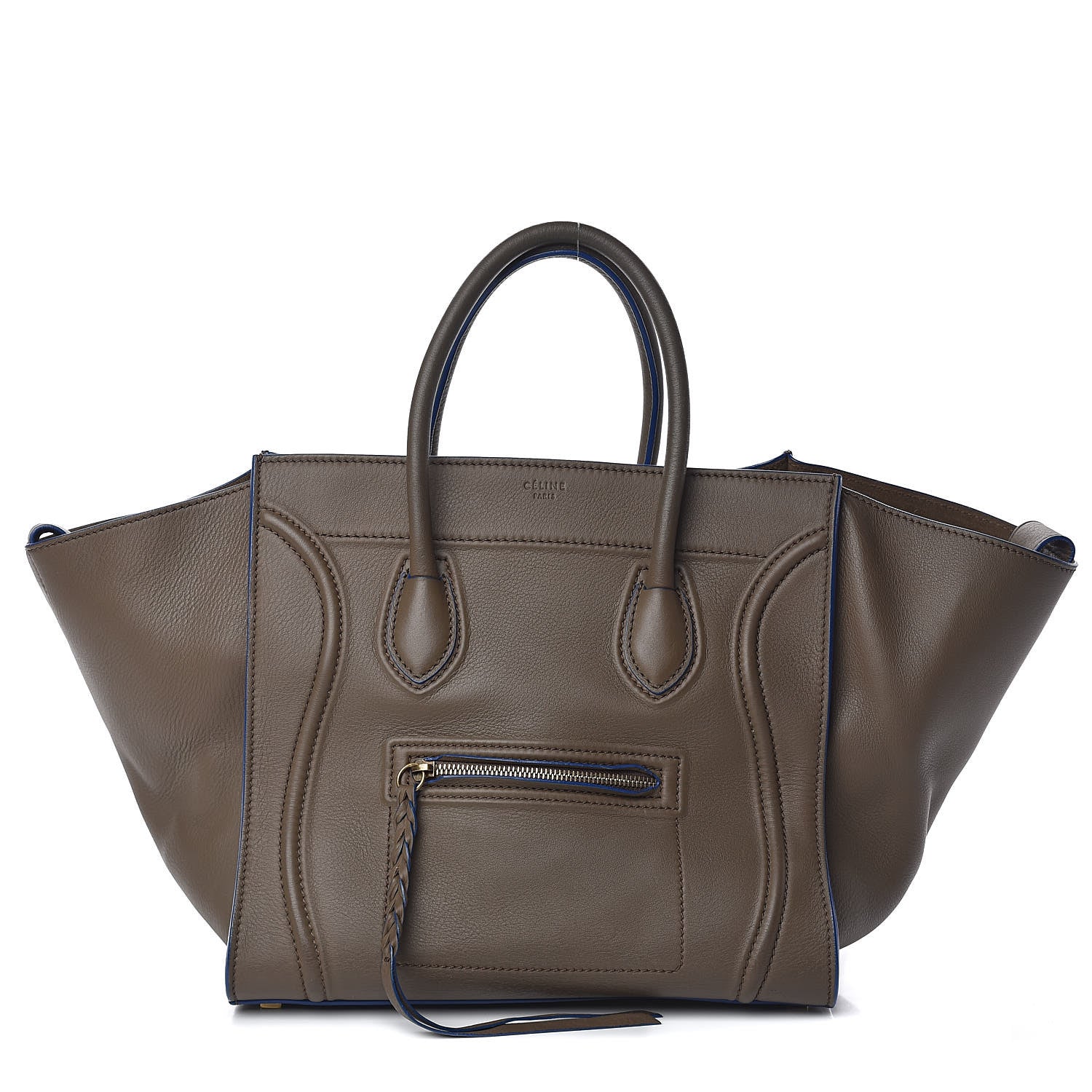 Celine Supple Calfskin Medium Phantom Luggage Khaki Cobalt Trim 1 of 14