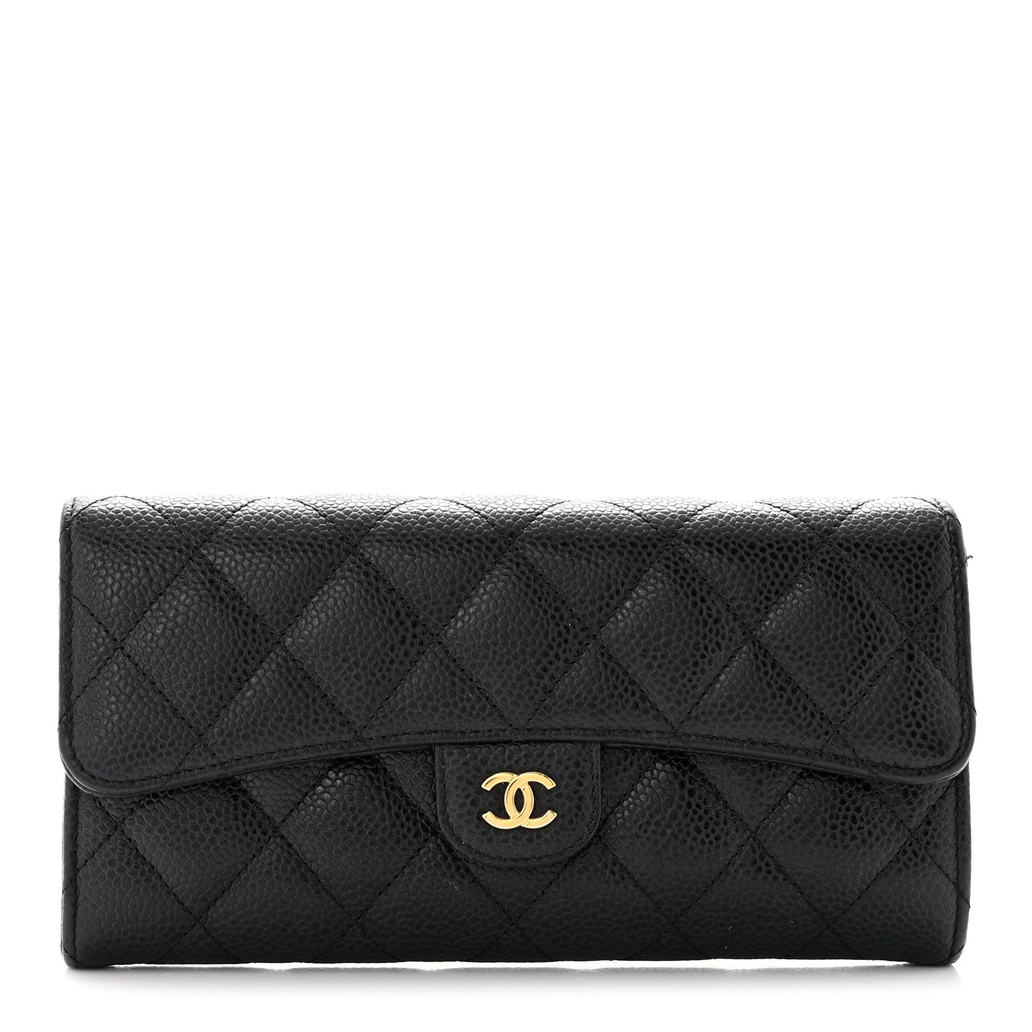 Chanel Caviar Quilted Large Gusset Flap Wallet Black 1 of 9