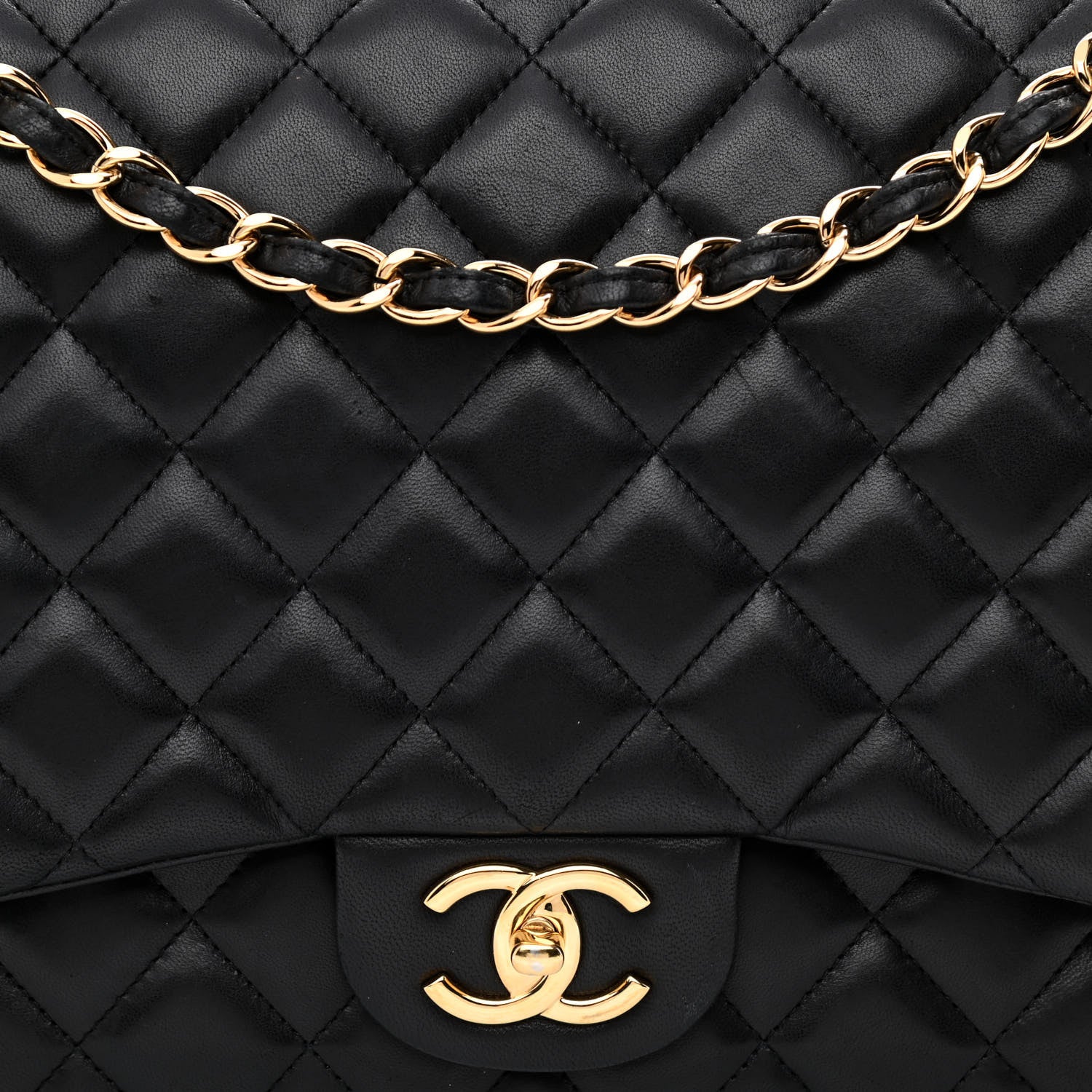 Chanel Lambskin Quilted Maxi Double Flap Black 9 of 19