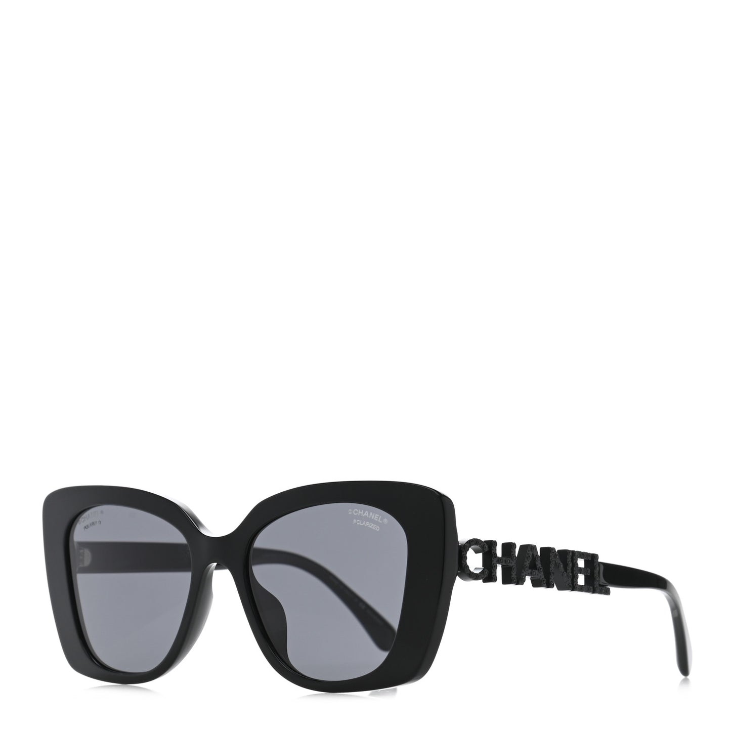 Acetate Strass Square Sunglasses 5422 Black