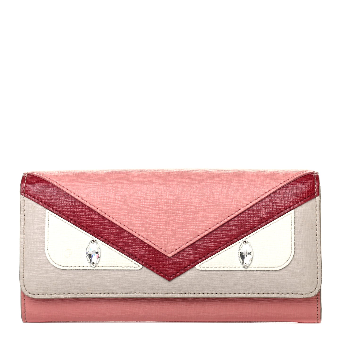 Vitello Elite Crystal Eye Monster Continental Wallet on Chain Grigio Polvere Ribes Multicolor