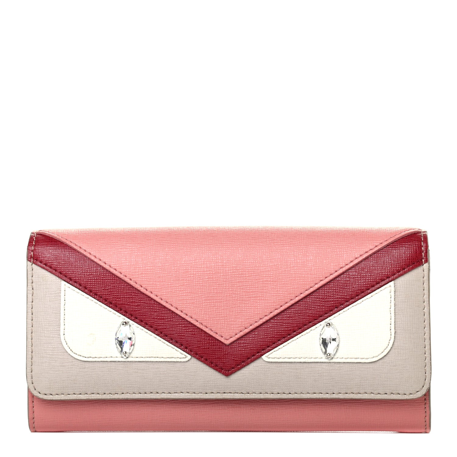 Fendi Vitello Elite Crystal Eye Monster Continental Wallet on Chain Grigio Polvere Ribes Multicolor 1 of 4